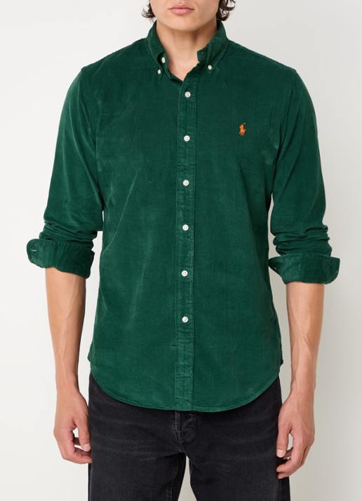Ralph Lauren Custom fit overhemd van corduroy - detail 5 vintage pine / groen