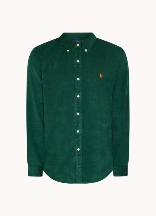 Ralph Lauren Custom fit overhemd van corduroy - voorkant vintage pine / groen