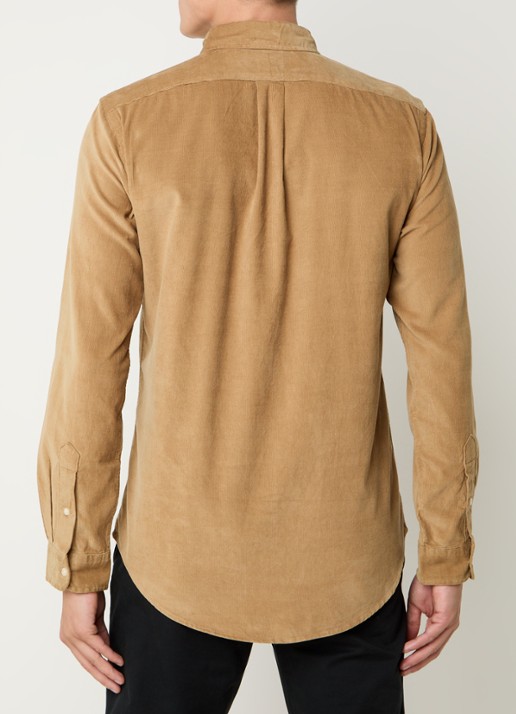 Ralph Lauren Custom fit overhemd van corduroy - achterkant 3 new bronze / camel