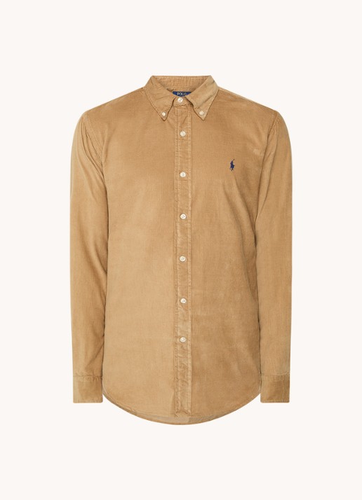 Ralph Lauren Custom fit overhemd van corduroy - voorkant 4 new bronze / camel