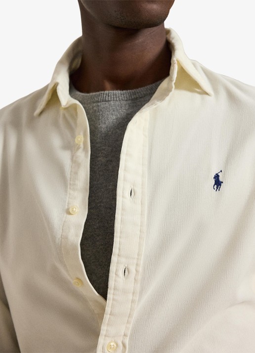 Ralph Lauren Custom fit overhemd van corduroy - detail 2 clubhouse cream / crème