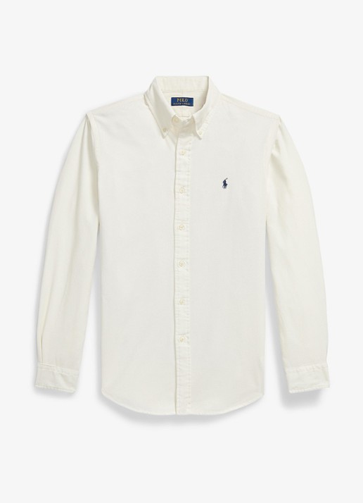 Ralph Lauren Custom fit overhemd van corduroy - voorkant 4 clubhouse cream / crème