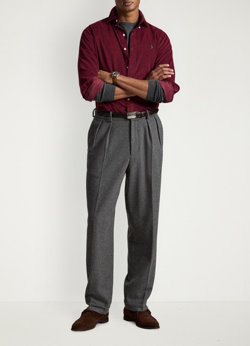 Ralph Lauren Custom fit overhemd van corduroy - detail 3 classic wine w/pine pp / wijnrood