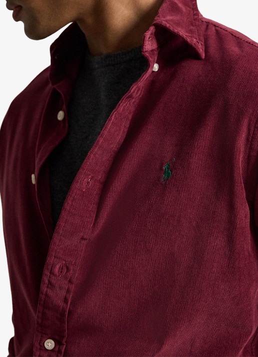 Ralph Lauren Custom fit overhemd van corduroy - detail 4 classic wine w/pine pp / wijnrood