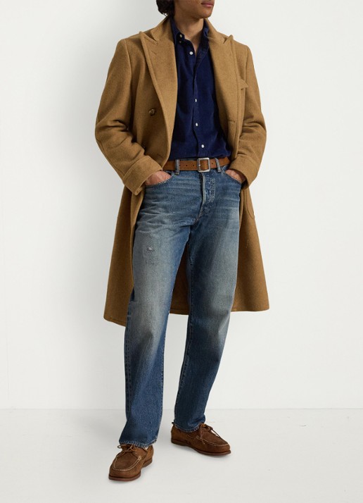 Ralph Lauren Custom fit overhemd van corduroy - detail newport navy / white / donkerblauw