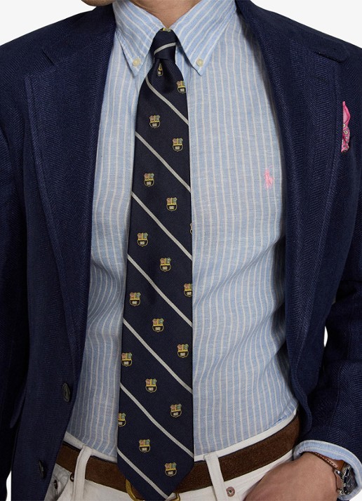 Ralph Lauren Custom fit overhemd van linnen met streepprint - detail 4 7188b blue white-zyk7