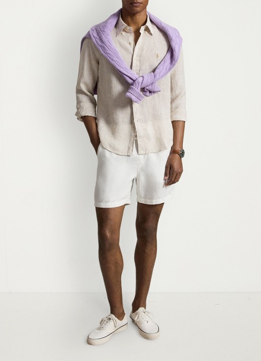 Ralph Lauren Custom fit overhemd van linnen met streepprint