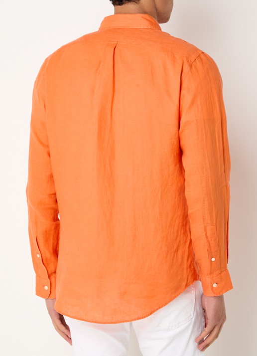 Ralph Lauren Custom Fit overhemd van linnen - achterkant 2 kona orange / oranje