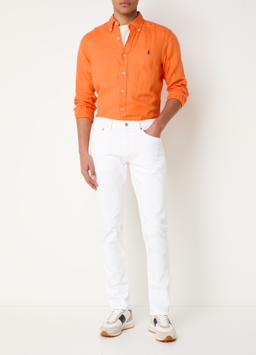 Ralph Lauren Custom Fit overhemd van linnen - voorkant 4 kona orange / oranje