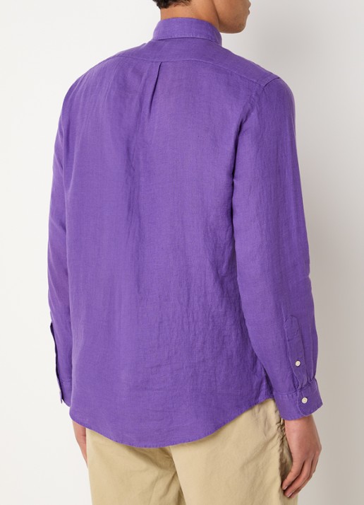 Ralph Lauren Custom Fit overhemd van linnen - achterkant tie purple / paars