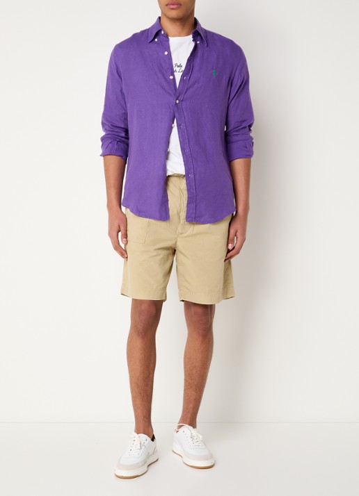 Ralph Lauren Custom Fit overhemd van linnen - voorkant 3 tie purple / paars