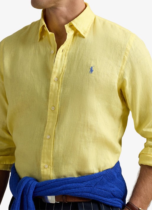 Ralph Lauren Custom Fit overhemd van linnen - detail 2 resort gold / geel