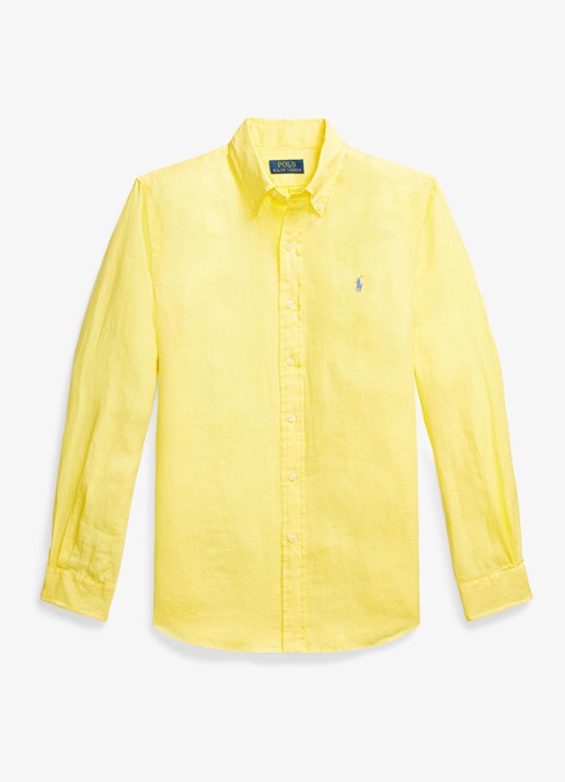 Ralph Lauren Custom Fit overhemd van linnen - voorkant 4 resort gold / geel