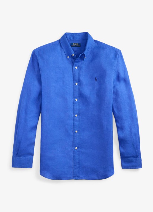 Ralph Lauren Custom Fit overhemd van linnen - voorkant 2 new iris blue