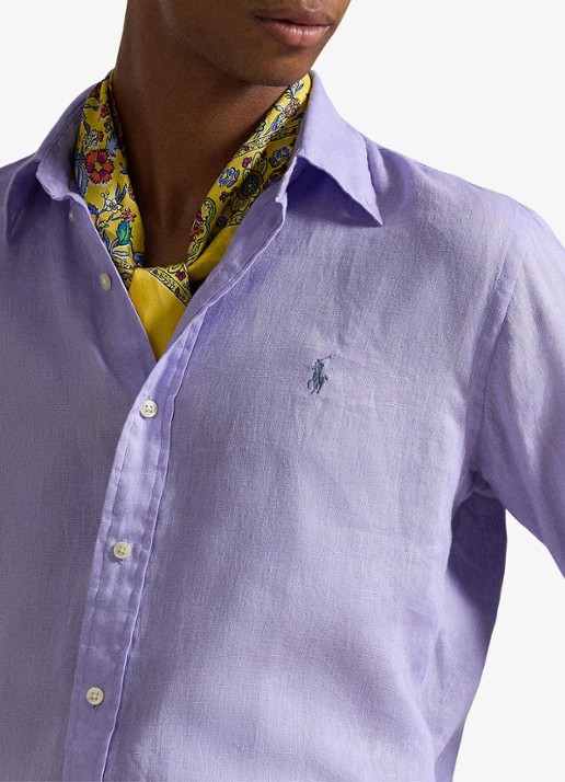 Ralph Lauren Custom Fit overhemd van linnen - detail 4 sky lavender