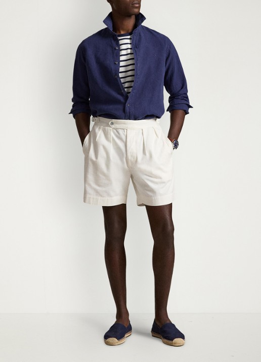 Ralph Lauren Custom fit overhemd van linnen - detail 4 donkerblauw