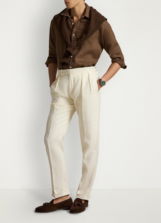 Ralph Lauren Custom Fit overhemd van linnen - detail 3 chestnut / lichtbruin