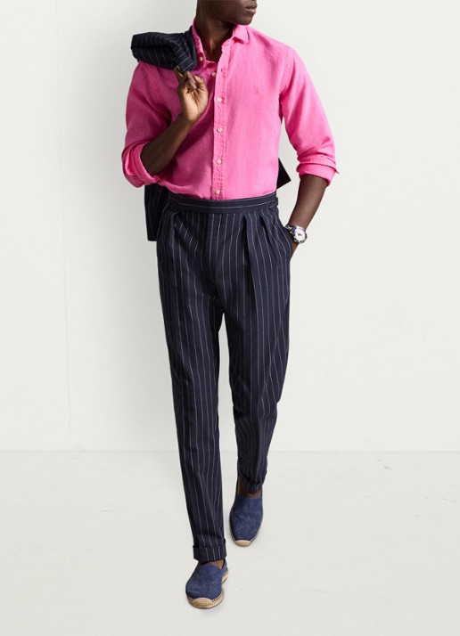 Ralph Lauren Custom fit overhemd van linnen - detail 4 baja pink / roze