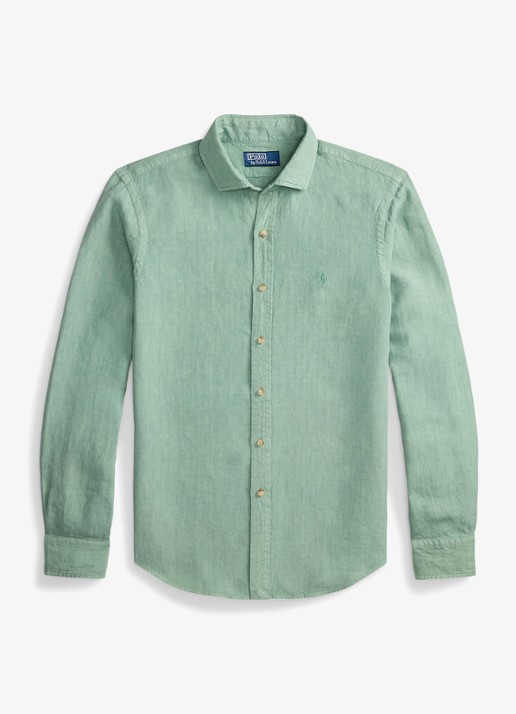 Ralph Lauren Custom fit overhemd van linnen - voorkant faded mint-31r6