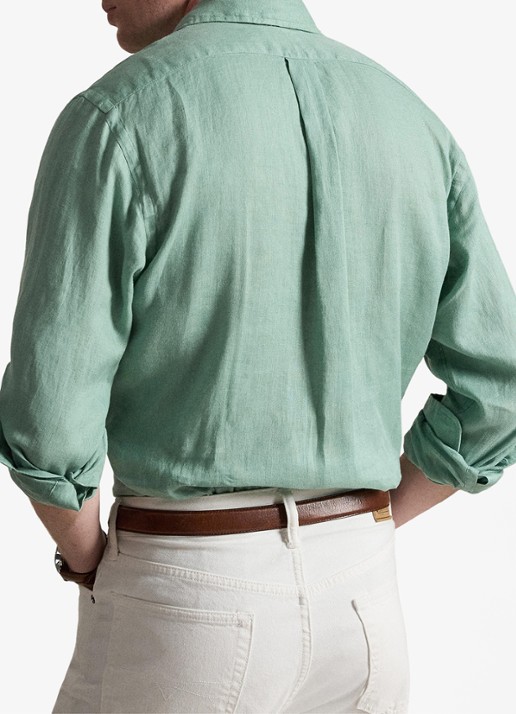 Ralph Lauren Custom Fit overhemd van linnen - achterkant 5 faded mint-31r6