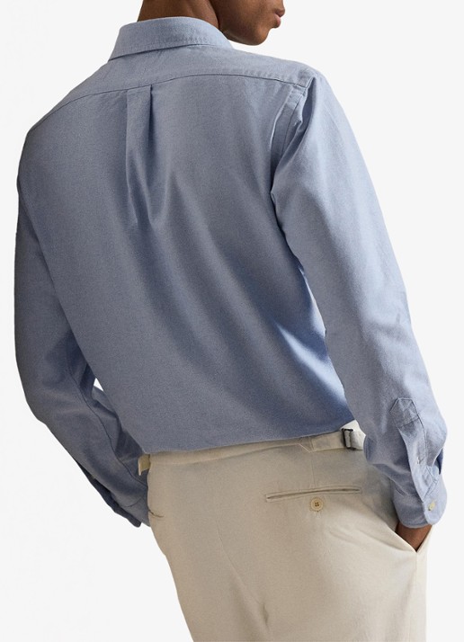 Ralph Lauren Custom fit Oxford overhemd met borduring - achterkant lichtblauw