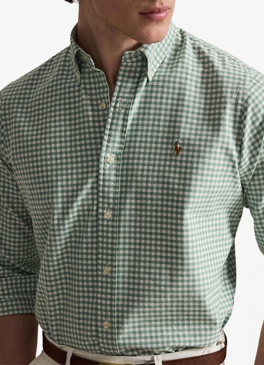 Ralph Lauren Custom fit Oxford overhemd met ruitdessin - detail 4 faded mint/white / mint