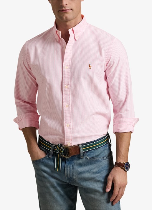 Ralph Lauren Custom fit Oxford overhemd met streepprint - detail 4 new rose / roze