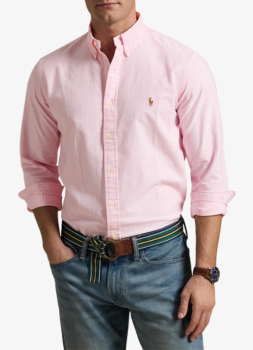 Ralph Lauren Custom fit Oxford overhemd met streepprint - detail 5 new rose / roze