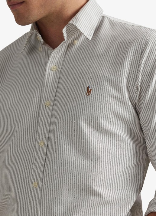 Ralph Lauren Custom fit Oxford overhemd met streepprint - detail 5 pale russet / grijs