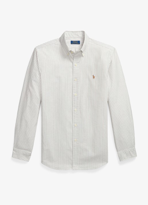 Ralph Lauren Custom fit Oxford overhemd met streepprint - voorkant 2 pale russet / grijs