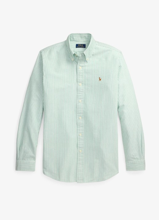 Ralph Lauren Custom fit Oxford overhemd met streepprint - voorkant hillside green / mintgroen