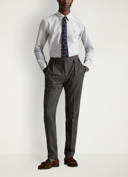 Ralph Lauren Custom fit Oxford overhemd met streepprint - voorkant 4 6636o slate/white-48j4