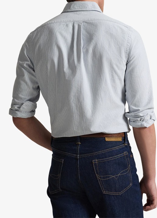 Ralph Lauren Custom fit Oxford overhemd met streepprint - achterkant 5 6636a navy white-zyeg
