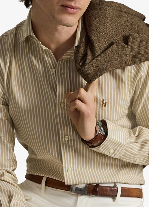 Ralph Lauren Custom fit Oxford overhemd met streepprint - detail 5 7106d coastal beige white / beige