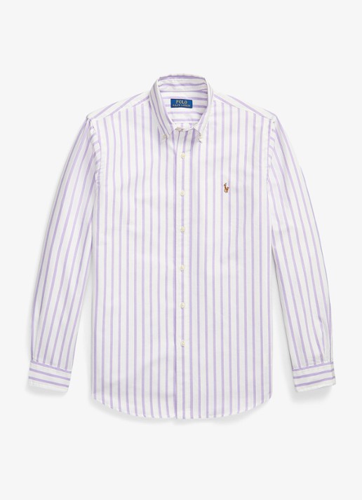 Ralph Lauren Custom fit Oxford overhemd met streepprint - voorkant wit