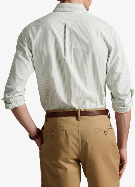Ralph Lauren Custom fit Oxford overhemd met streepprint - achterkant 6636r faded mint white-zxsa