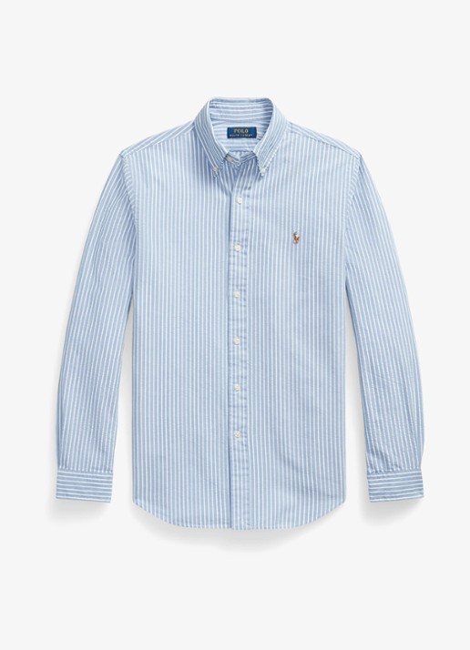 Ralph Lauren Custom fit Oxford overhemd met streepprint - voorkant 4 blue white / blauw