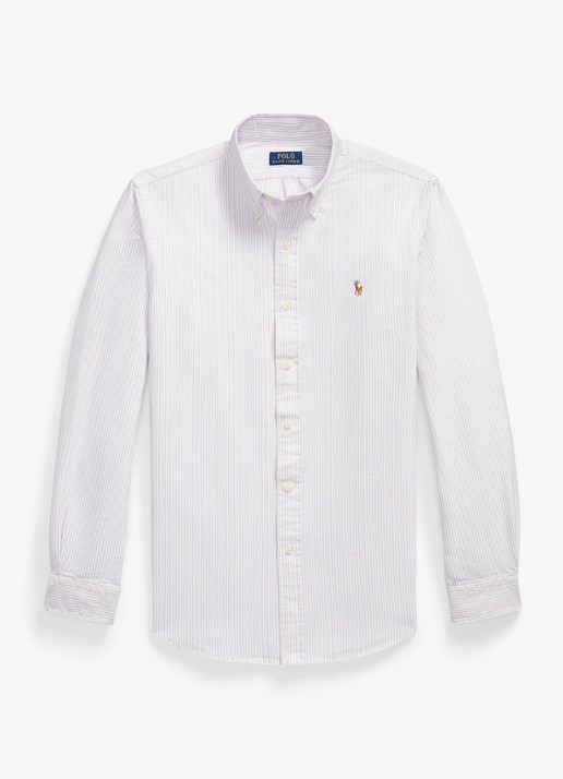 Ralph Lauren Custom fit Oxford overhemd met streepprint - voorkant 4 light lilac / lila