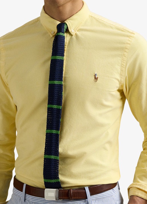 Ralph Lauren Custom fit Oxford overhemd - detail 2 geel oxford / geel