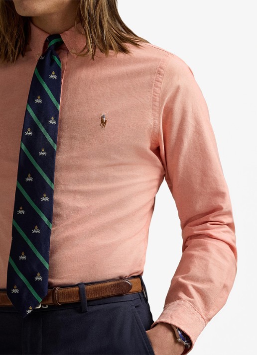 Ralph Lauren Custom fit Oxford overhemd - detail 5 kona orange 32ea / oranje