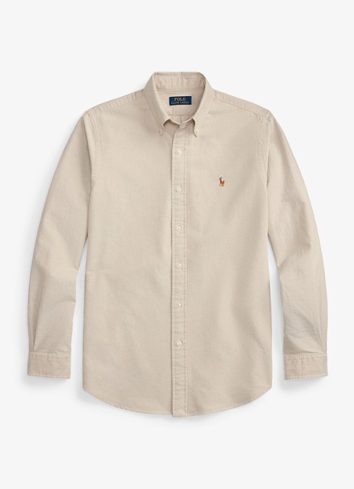 Ralph Lauren Custom fit Oxford overhemd - voorkant coastal beige / beige