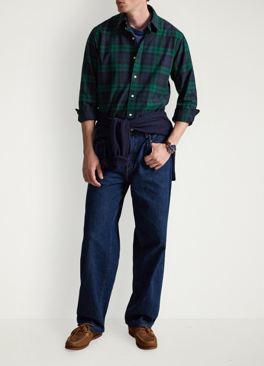 Ralph Lauren Custom fit tattersall Oxford overhemd met ruitdessin - detail 3 donkerblauw