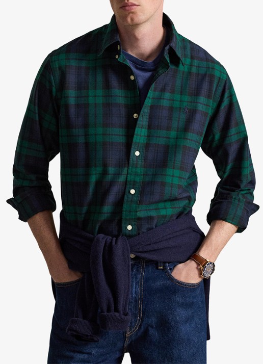 Ralph Lauren Custom fit tattersall Oxford overhemd met ruitdessin - voorkant 2 donkerblauw