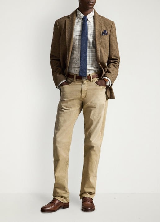 Ralph Lauren Custom fit tattersall Oxford overhemd  - detail 4 bruin