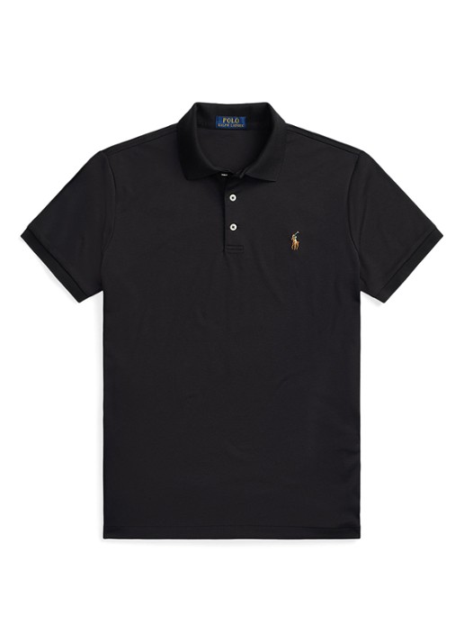 Ralph Lauren Custom slim fit polo met logo - voorkant 4 polo black / zwart