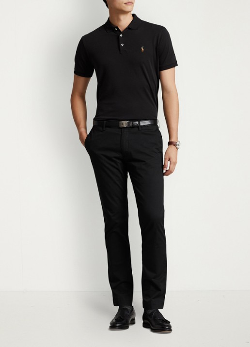 Ralph Lauren Custom slim fit polo met logo - voorkant 5 polo black / zwart