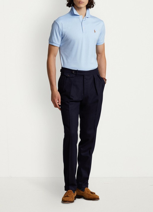 Ralph Lauren Custom slim fit polo met logo - voorkant 3 office  blue