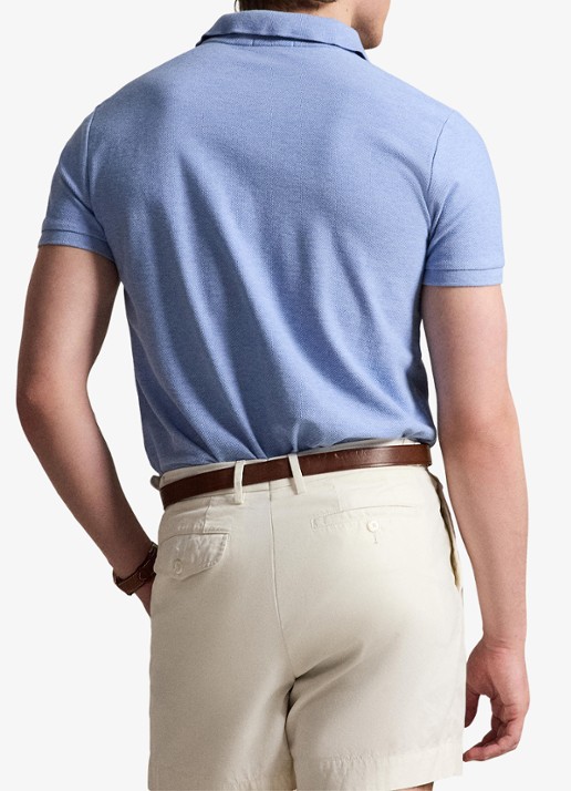 Ralph Lauren Custom slim fit polo met logo - achterkant 3 isle heather / blauw