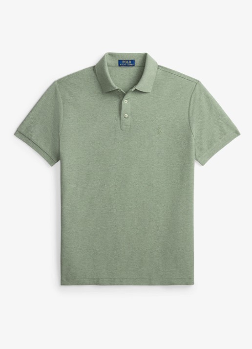 Ralph Lauren Custom slim fit polo met logo - voorkant greenery heather / groen