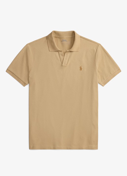 Ralph Lauren Custom slim fit polo met logoborduring - voorkant coastal beige/c8645-zxu9